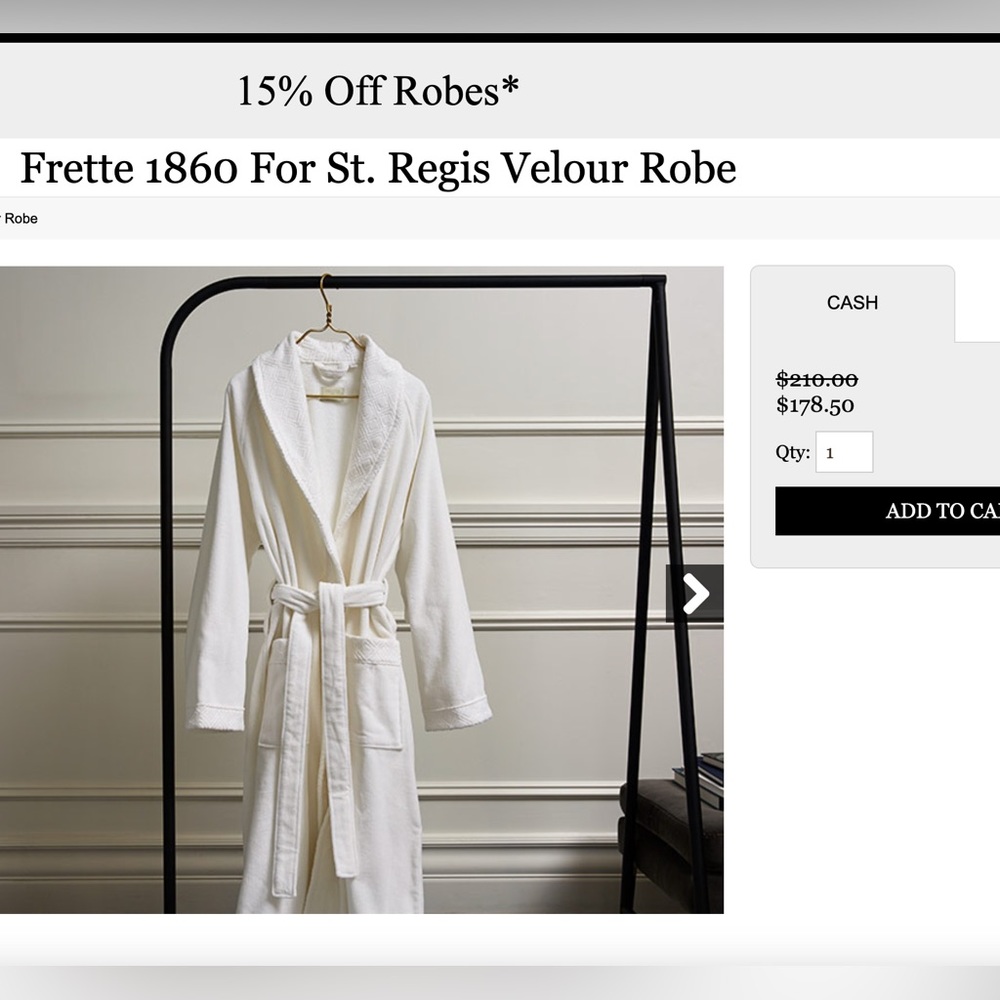 Frette 1860 For The St. Regis White Bathrobe Size XLarge - Picture 5 of 5
